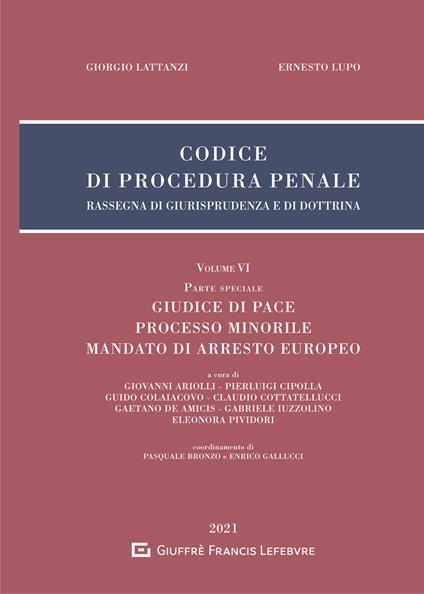 Codice di procedura penale. Rassegna di giurisprudenza e di dottrina. Vol. 6: Parte Speciale. Giudice di pace. Processo minorile. Mandato di arresto europeo. - Giorgio Lattanzi,Ernesto Lupo - copertina