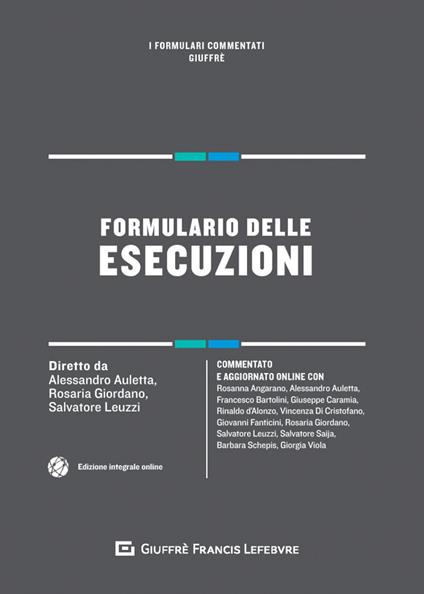 Formulario delle esecuzioni - copertina