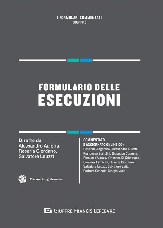 Formulario delle esecuzioni - copertina