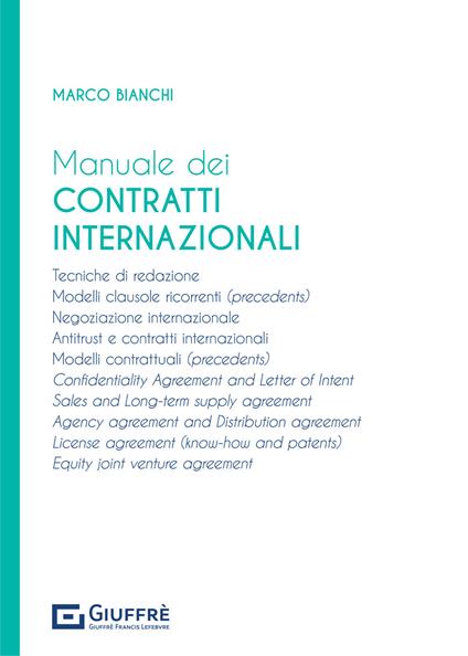 Manuale dei contratti internazionali - Marco Bianchi - copertina