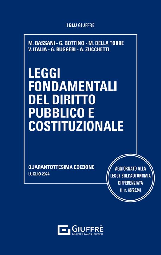 Leggi fondamentali del diritto pubblico e costituzionale - copertina