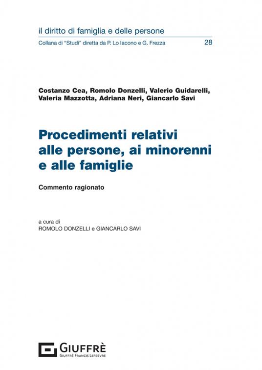 Procedimenti relativi alle persone, ai minorenni e alle famiglie. Commento ragionato - copertina