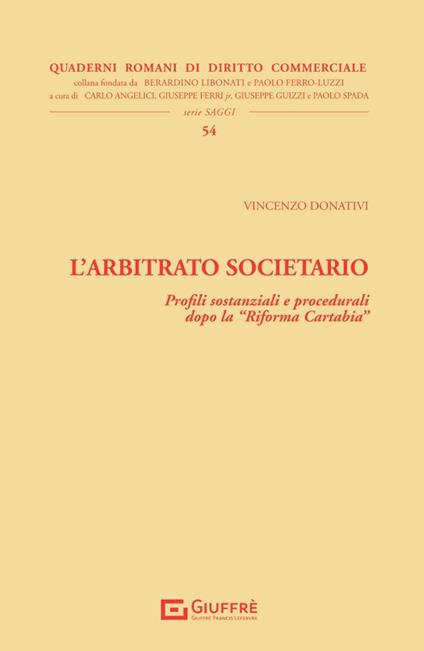 L'arbitrato societario - Vincenzo Donativi - copertina
