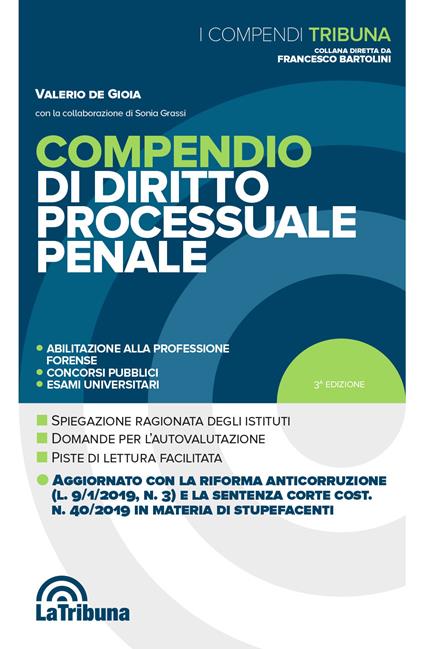 Compendio di diritto processuale penale - Valerio De Gioia - copertina