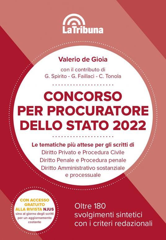 Concorso per Procuratore dello Stato 2022. 180 svolgimenti sintetici con i criteri redazionali - Valerio De Gioia - copertina
