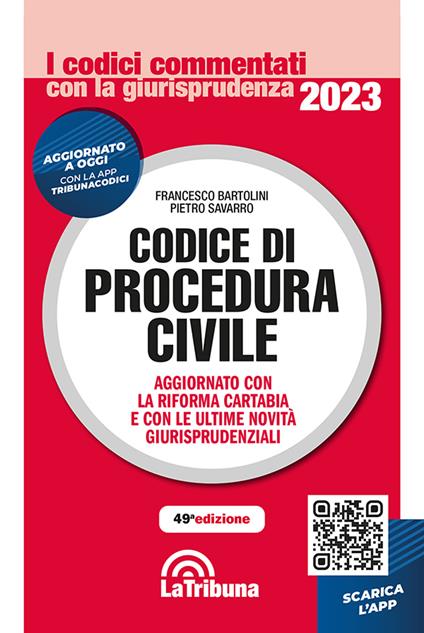 Codice di procedura civile 2023 - Francesco Bartolini,Pietro Savarro - copertina