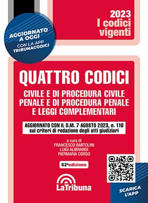 Quattro codici. Civile e di procedura civile, penale e di procedura penale e leggi complementari - copertina