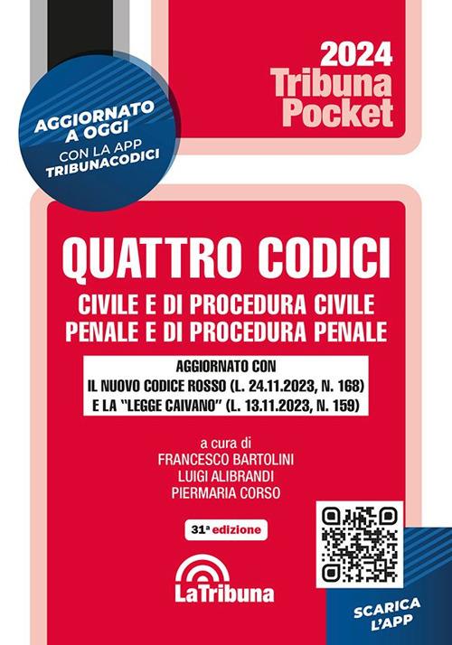 Quattro codici. Civile e di procedura civile, penale e di procedura penale. Con App Tribunacodici - copertina