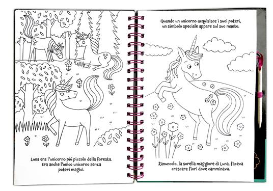 Unicorni magici. Gratta e colora adesivi. Ediz. a colori. Con Prodotti vari: matita di legno - 4