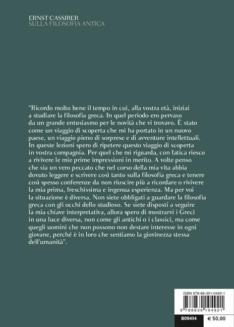 Sulla filosofia antica. Manoscritti delle lezioni inedite di Oxford (1935) e Yale (1942). Testo inglese a fronte - Ernst Cassirer - 3