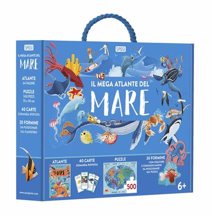 Il mega atlante del mare. Ediz. a colori. Con 20 formine. Con puzzle. Con 40 Carte - Giulia Pesavento - copertina