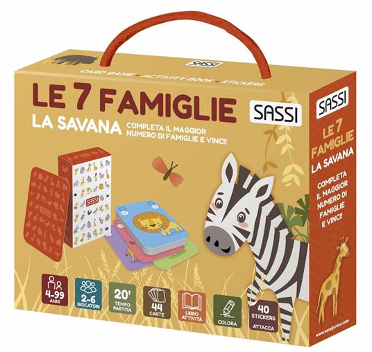 La savana. Le 7 famiglie. Valigetta con carte e stickers. Ediz. a colori. Con 44 Carte. Con 40 Adesivi - Valentina Bonaguro - copertina