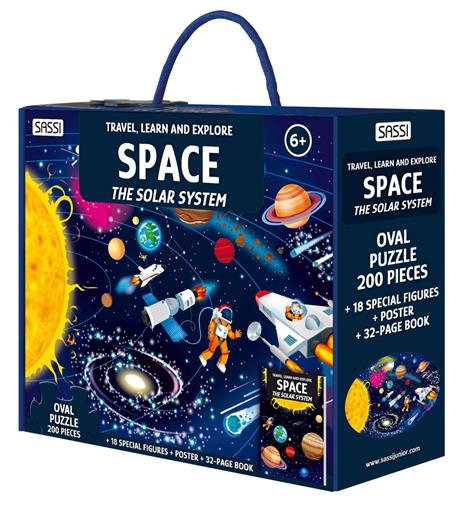 Space. The solar system. Travel, learn and explore. Libro puzzle. Ediz. a colori. Con oval puzzle. Con 18 special figures. Con Poster - Matteo Gaule,Nadia Fabris - copertina