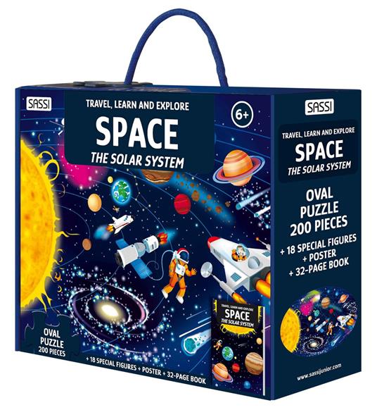 Space. The solar system. Travel, learn and explore. Libro puzzle. Ediz. a colori. Con oval puzzle. Con 18 special figures. Con Poster - Matteo Gaule,Nadia Fabris - copertina