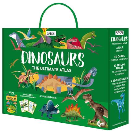 The ultimate atlas. Dinosaurs. Nuova ediz. Con 40 carte domanda-risposta. Con 4 modellini di dinosauri - Giulia Pesavento - copertina