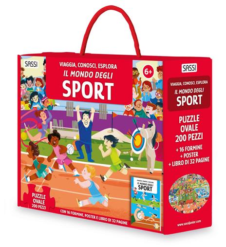 Il mondo degli sport. Viaggia, conosci, esplora. Ediz. a colori. Con 16 formine. Con puzzle ovale. Con Poster - copertina