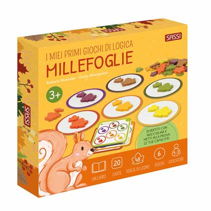 Millefoglie. I miei primi giochi di logica. Ediz. a colori. Con 6 dischi. Con 48 foglie di legno. Con 20 Carte - Roberta Marcolin - copertina