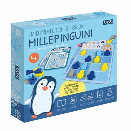 Millepinguini. I miei primi giochi di logica. Ediz. a colori. Con 20 carte. Con 32 sagome di legno - Roberta Marcolin - copertina