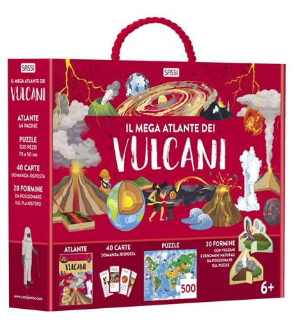 Il mega atlante dei vulcani. Ediz. a colori. Con 40 carte domanda-risposta. Con 20 formine. Con puzzle - Valentina Bonaguro - copertina