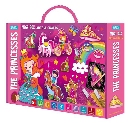 The princesses. Mega box arts & crafts. Con 6 3D models. Con 4 scenes - copertina