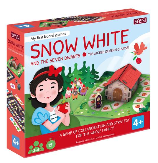 Snow white and the seven dwarfs. The wicked queen's course! My first board games. Ediz. a colori. Con casetta 3D da costruire. Con 8 pedine di legno. Con 2 tabelloni. Con 49 Carte - Roberta Marcolin - copertina