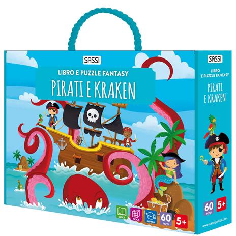 Pirati e Kraken. Libro e puzzle fantasy. Ediz. a colori. Con puzzle sagomato - copertina