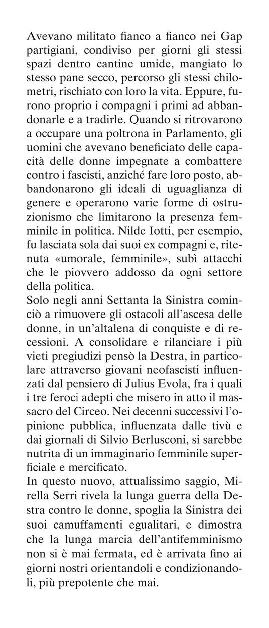 Uomini contro. La lunga marcia dell'antifemminismo in Italia - Mirella Serri - 2