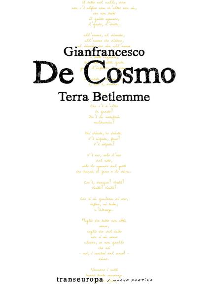 Terra Betlemme - Gianfrancesco De Cosmo - copertina