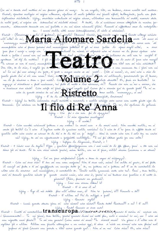 Teatro. Vol. 2: Ristretto-Il filo di Re' Anna - Maria Altomare Sardella - copertina