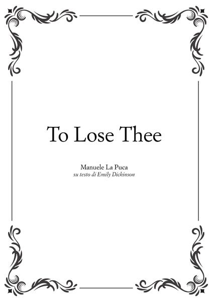 To lose thee - Manuele La Puca - copertina