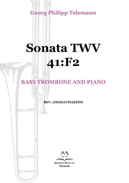 Sonata TWV 41:F2. Bass trombone and piano. Spartito - Georg Philipp Telemann - copertina