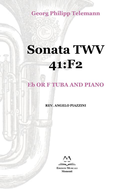 Sonata TWV 41:F2. Eb or F tuba and piano. Spartito - Georg Philipp Telemann - copertina