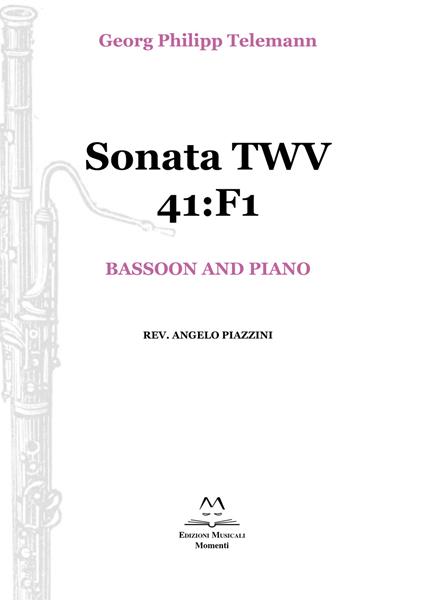 Sonata TWV 41:F1. Bassoon and piano. Spartito - Georg Philipp Telemann - copertina