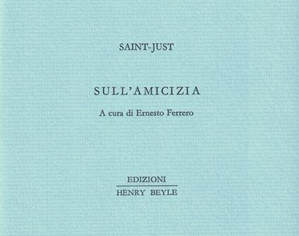 Sull'amicizia - Saint-Just - copertina