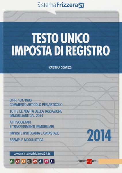 Testo unico imposta di registro - Cristina Odorizzi - copertina