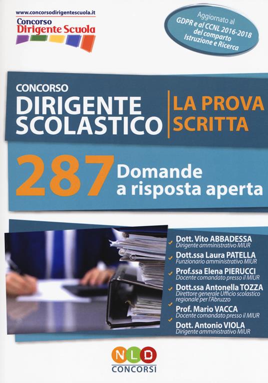 Concorso dirigente scolastico. La prova scritta. 287 domande a risposta aperta - copertina