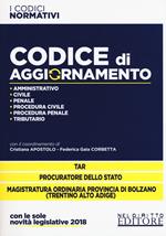 Codice di aggiornamento. Amministrativo-Civile-Penale-Procedura civile-Procedura penale-Tributario