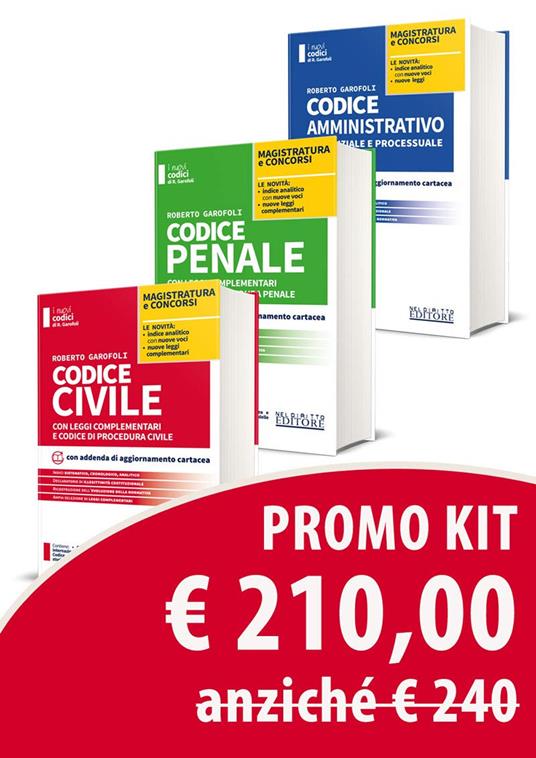 Kit 3 codici: Civile-Penale-Amministrativo - Roberto Garofoli - copertina