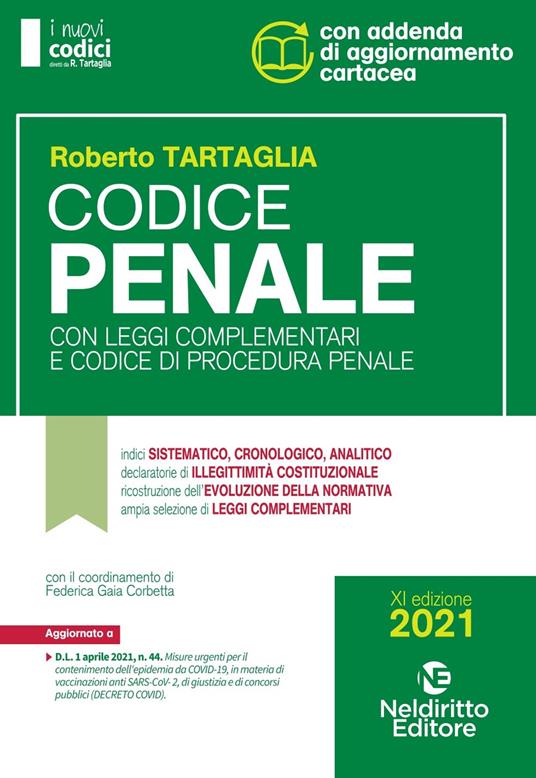 Codice penale con leggi complementari e codice di procedura penale - Roberto Tartaglia - copertina