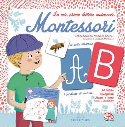 Le mie prime lettere maiuscole Montessori. Ediz. a colori. Con 26 Carte - Céline Santini,Vendula Kachel - copertina