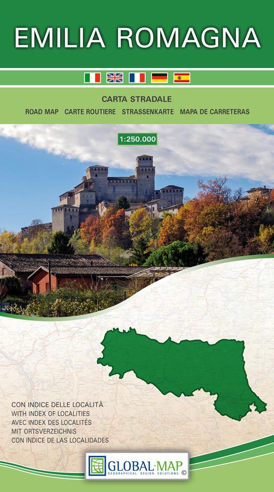 Emilia Romagna. Carta stradale della regione 1:250.000 (cm 120x81) - copertina