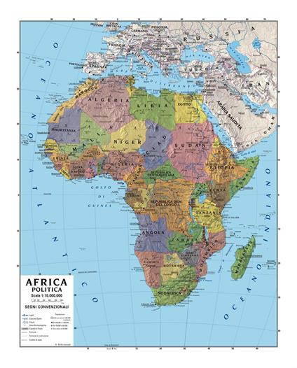 Africa 1.900.000 murale scolastica fisico/politica con aste - Global Map  S.r.l. - Libro - Global Map - | IBS