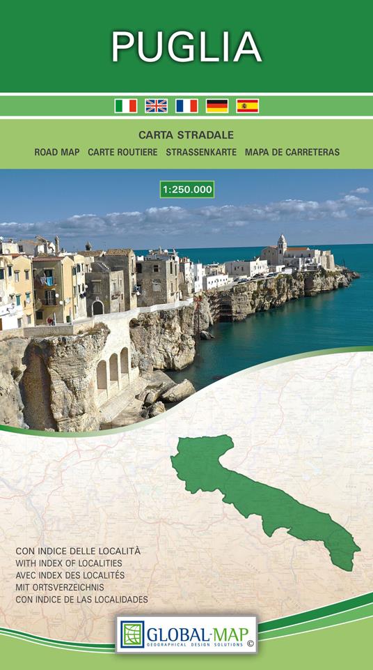 Puglia. Carta stradale della regione 1:250.000 (cm 108x86) - copertina