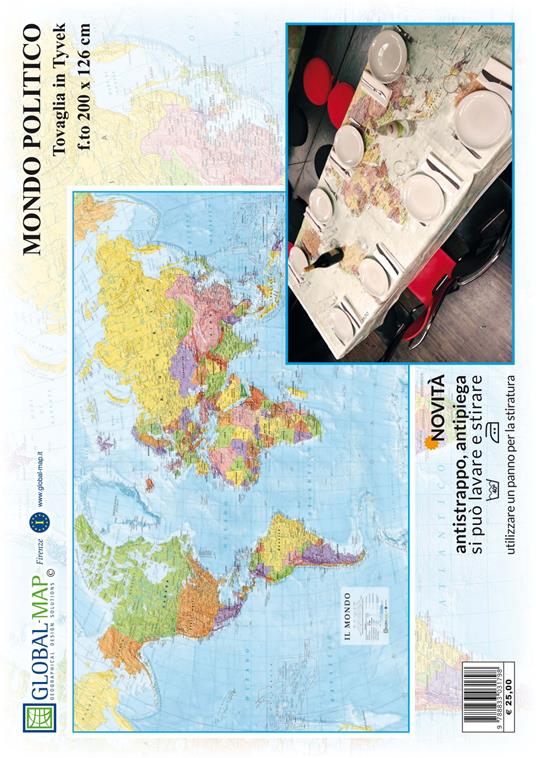 Mondo. Carta politica (carta in Tyvek cm 200x126) - Libro - Global Map - |  IBS