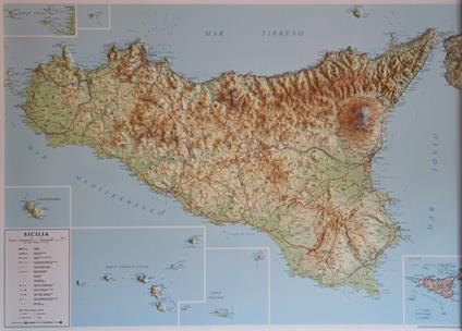 Sicilia 1:350.000 (carta in rilievo con cornice) - copertina