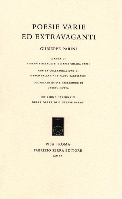 Poesie varie ed extravaganti - Giuseppe Parini - copertina