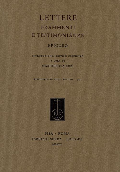 Lettere. Frammenti e testimonianze - Epicuro - copertina