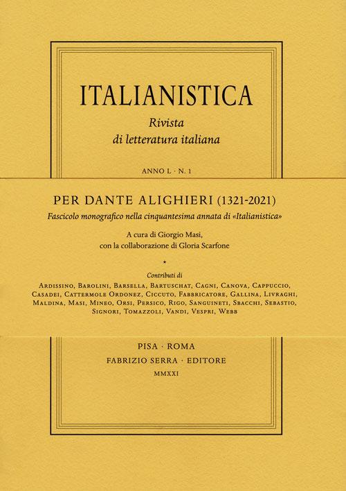 Per Dante Alighieri (1321-2021). Fascicolo monografico nella cinquantesima annata di «Italianistica» - copertina