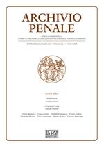 Archivio penale. Rivista quadrimestrale di diritto, procedura e legislazione penale, speciale, europea e comparata (2017). Vol. 3: Settembre-Dicembre