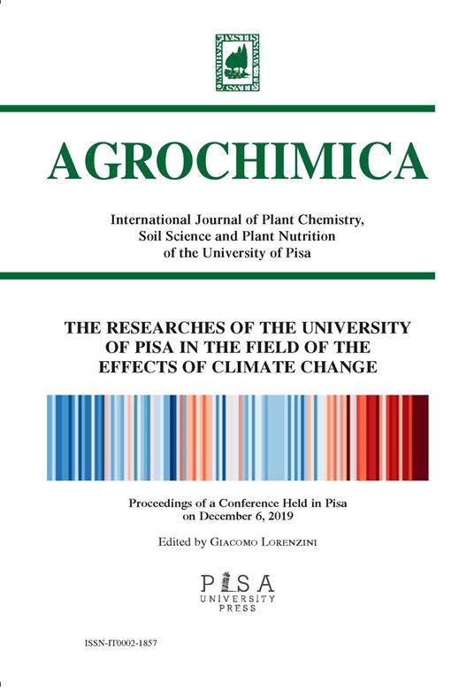 Agrochimica. The researches of University of Pisa in the field of the effects of climate change - Giacomo Lorenzini - copertina